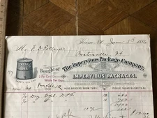 Bill Head KEENE New Hampshire IMPERVIOUS PACKAGE Co Oil Can Tubs Buckets Orig