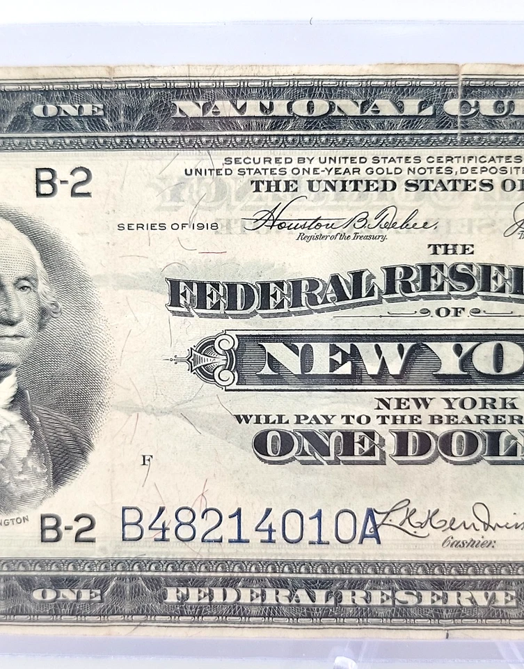 1918 $1 Federal Reserve Note of New York Large Note Lot.R28 - Image 3 of 4