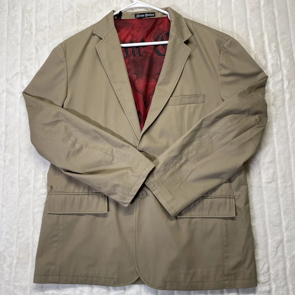 Chaqueta Abrigo Deportivo De Colección Xtreme Couture Para Hombre L 44-46 Beige Blazer Logo Bordado Foto 3 de 4