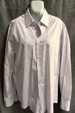 Prada Mens Dress Shirt Long Sleeve 39 15 1/2 White And Purple Stripe