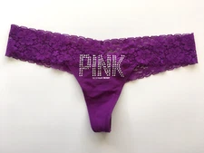 Victoria's Secret PINK - M Vintage Lace Waist Extra Low Rise Cotton Thong Panty