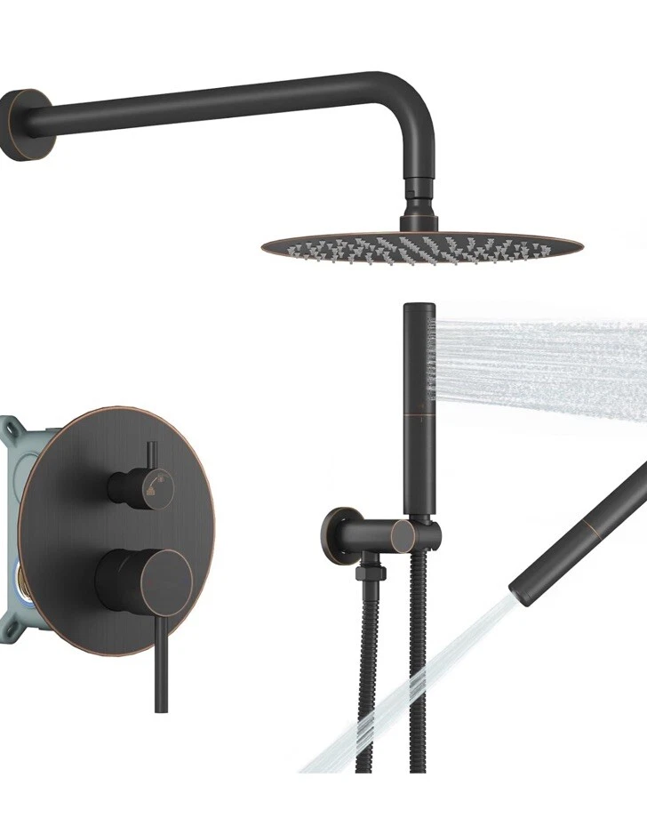 BESy Shower System with 10 Inch Round Rain Shower Head and Handheld Wall