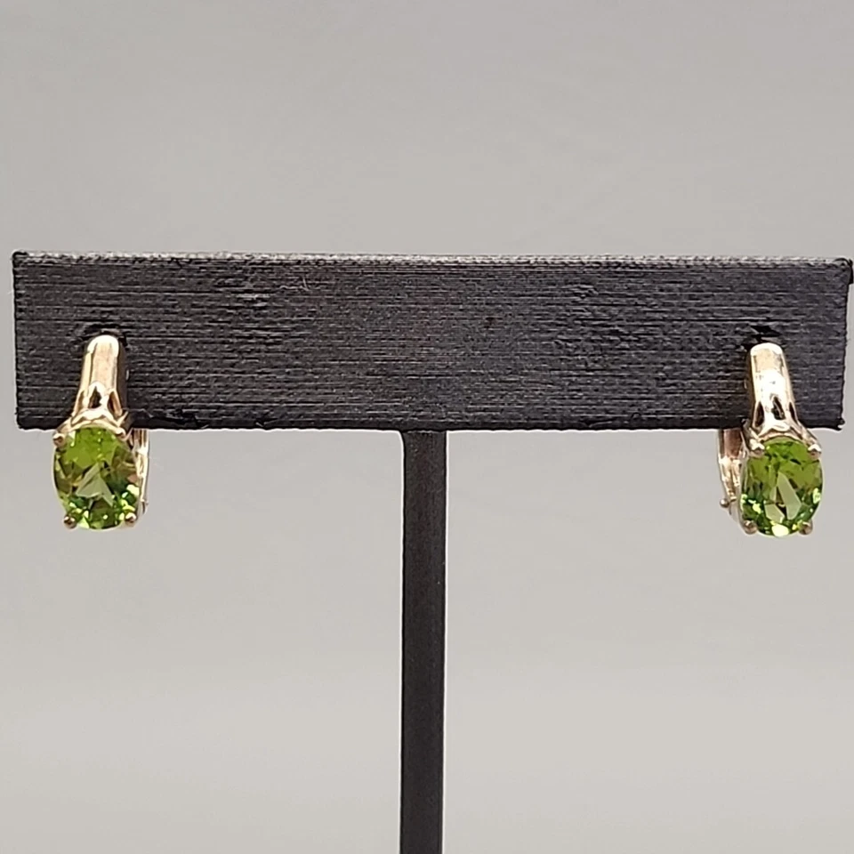 Lab Created Peridot Pierced Earrings Karis PD Green Snap Hoop Gold Plated 2cm - Image 2 of 4