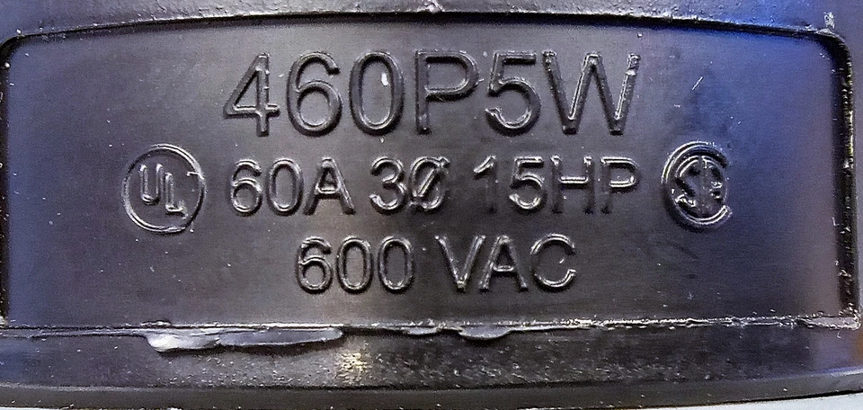 Hubbell 460P5W 3-Pole 4-Wire 600 V 60 A 3-Phase 15 HP Male Plug - Image 2 of 4