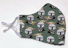 Adult Yoda Face Mask Star Wars Mandalorian Adjustable Washable Reusable Double
