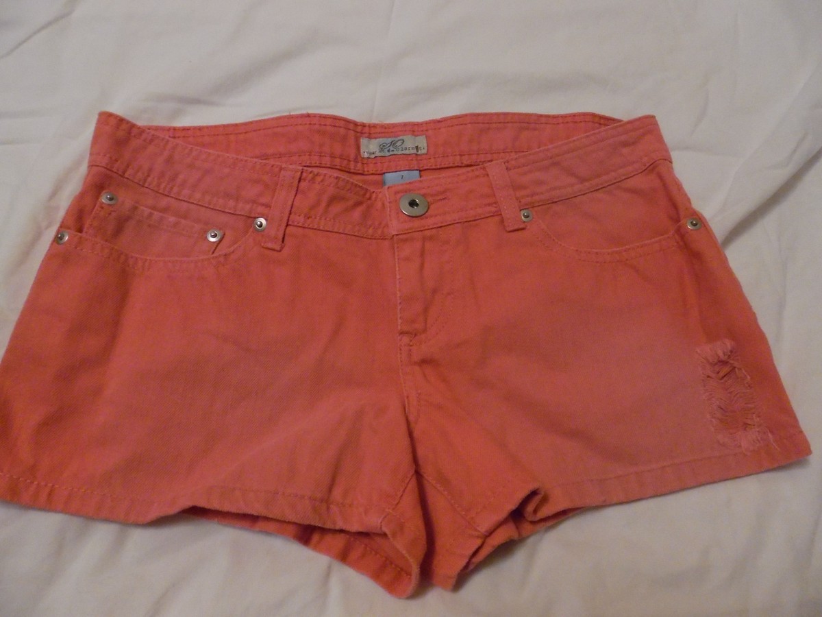 NEW WOMANS JUNIORS SZ SO KOHL'S BRAND MED PINK DENIM SHORT SHORTS SUMMER  BEACH