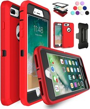 For iPhone 8 / 8 Plus Defender Shockproof Hard Case Cover W/Belt Clip  Screen
