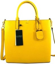 NEW RALPH LAUREN SUNFLOWER YELLOW PVC,GOLD TONE ACCENT,CHARM,ZIP,CROSSBODY BAG