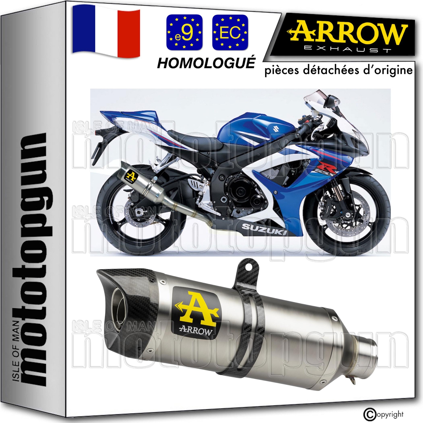 Pot Arrow Thunder homologue de haute qualite pour moto de course Suzuki GSX R 600 ie 2010
