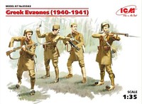 Griechische Evzones (1940-1941) (4 Figuren) 1:35 Plastikmodellbausatz Icm