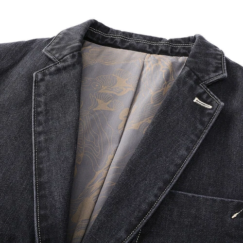 Blazer informal para hombre Traje Chaqueta Algodón envejecido Prendas exteriores Mangas largas Abrigo ajustado - Imagen 10 de 26
