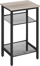 Side Table, 3-Tier Tall End Telephone Table with Adjustable Mesh Shelves, Small