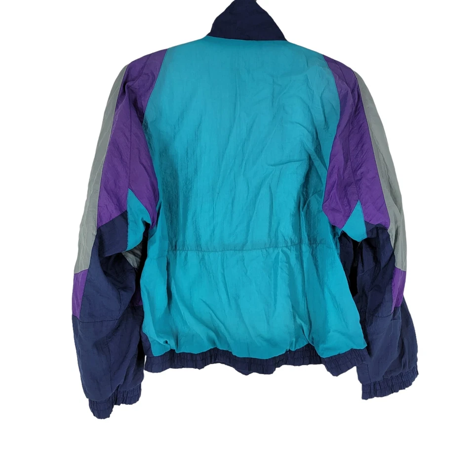Vintage Athletic Works Multicolor Full Zip Mock Neck Windbreaker Jacket Large - Image 3 of 3