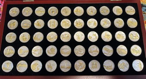 Gold & Silver Highlighted US Statehood Quarters PCS Stamps & Coins 50 Coin Set - Picture 3 of 7