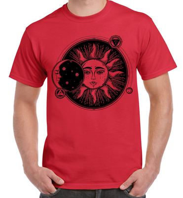 Sonne und Mondfinsternis Hipster Tattoo Large Print Herren T-Shirt