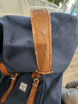 Herschel navy drawstring backpack with brown straps — clean, ready to use s-l1200.jpg main image 4