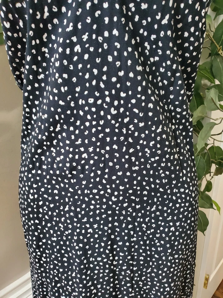 Maxi Vestido Para Mujer Old Azul Marino Negro Blanco 100% Rayón Cuello Redondo Sin Mangas S Foto 4 de 4