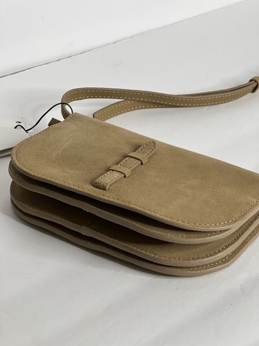 Zara Womens Crossbody Bag Leather Beige Bag Light Brown Tan Handbag New - Picture 6 of 12