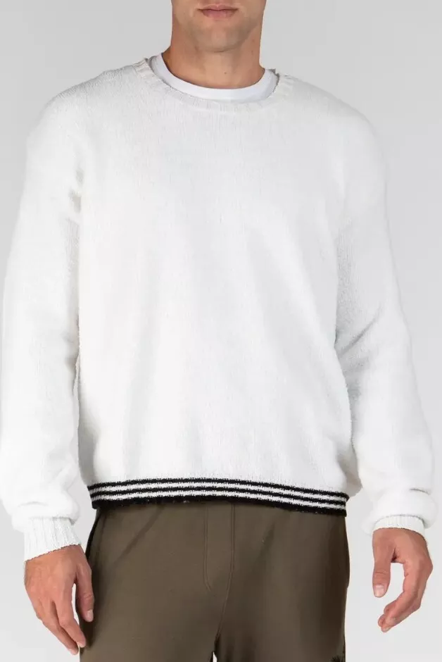 ATM Anthony Thomas Melillo Chenille Crew Neck Sweater XL WHITE