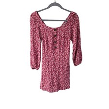 American Eagle Women’s Small Red Floral Mini Dress Long Sleeve Valentines Date
