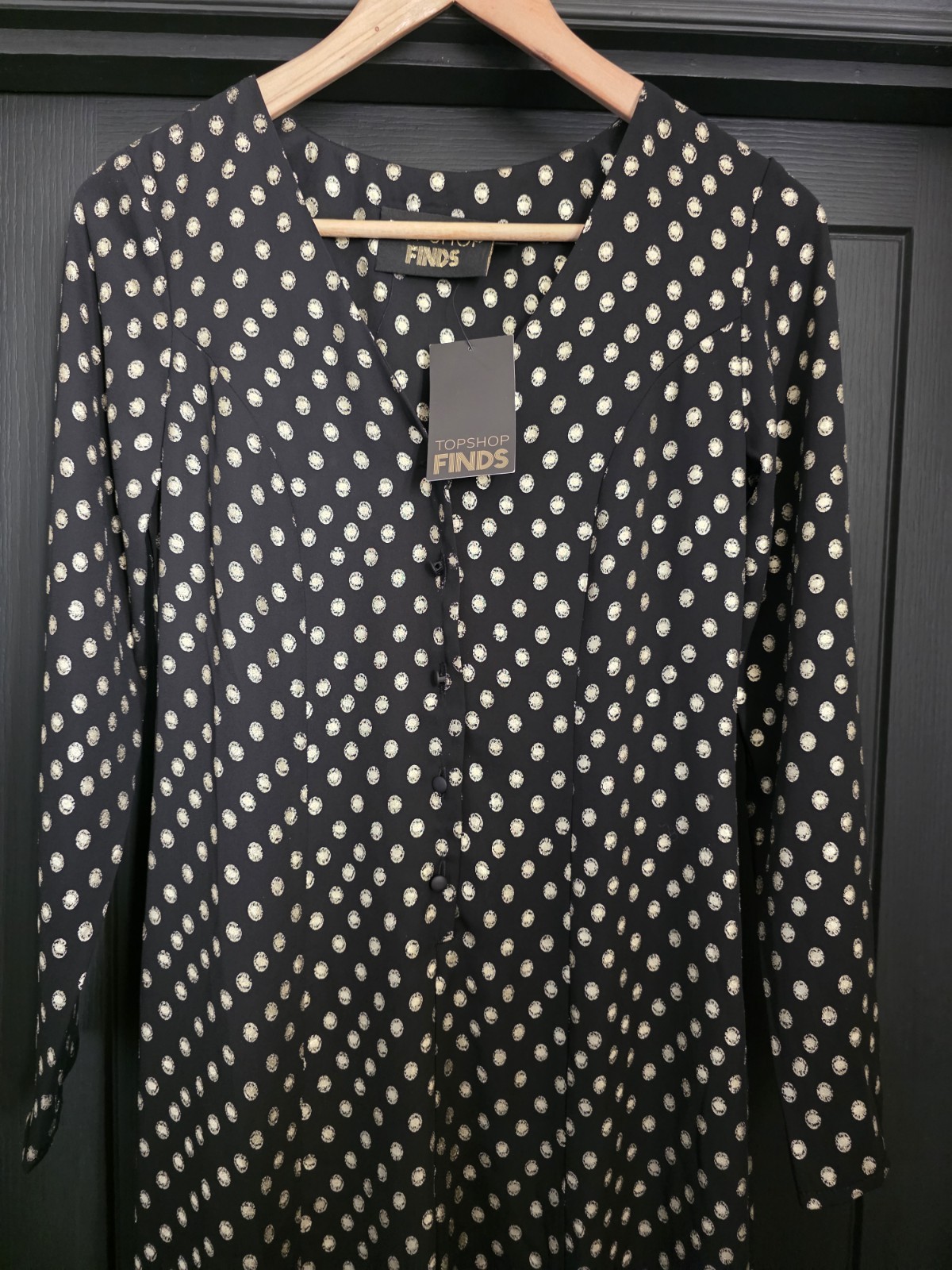 Topshop Finds Black & Gold Spotty Chiffon Crop Leg Jumpsuit Size 8 BNWT RRP £49 image 5
