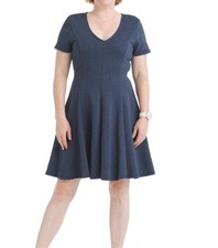 Anthropologie Hutch Blue Ribbed Midi Dress Short Sleeve Plus Size 2X Flowy