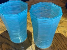 Chris Taylor Craft Advisory 2 Glasses Octagonal Turquoise blown glass NWOT