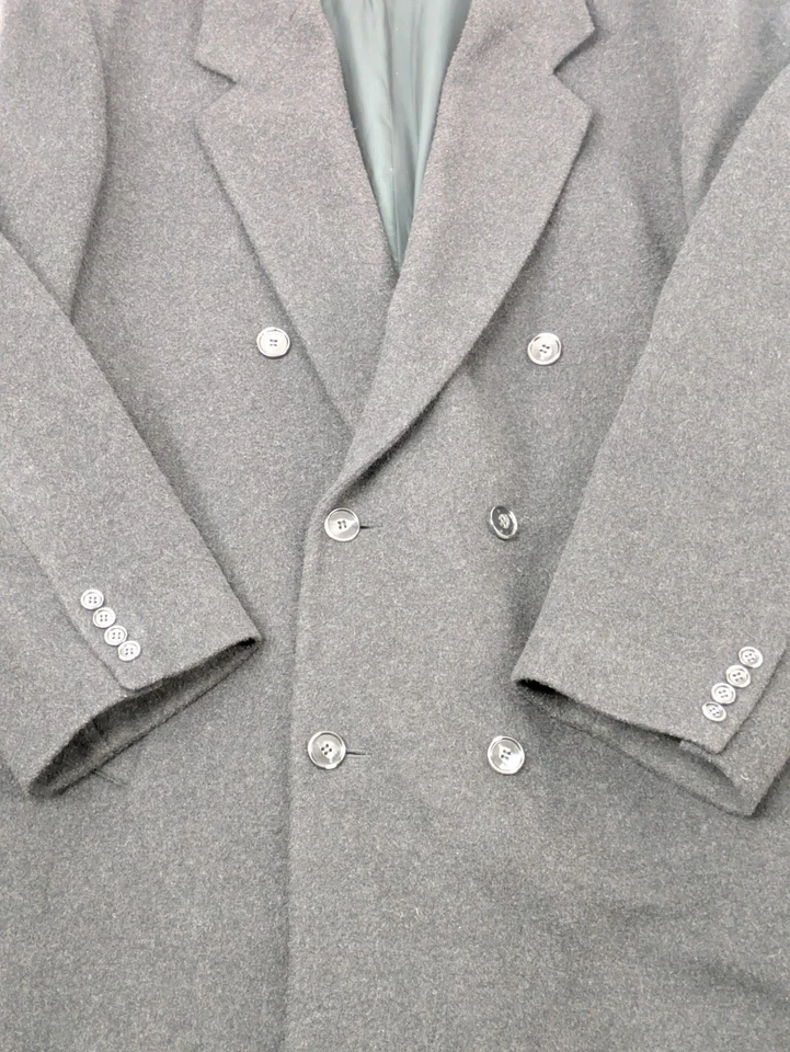 Stafford Wool Overcoat Mens 46L Charcoal Gray Double Breasted Classic Coat - Image 2 of 4