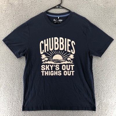 Chubbies Men's Size L The No Brainer Navy Graphic T Shirt Sky's Out Thighs Out