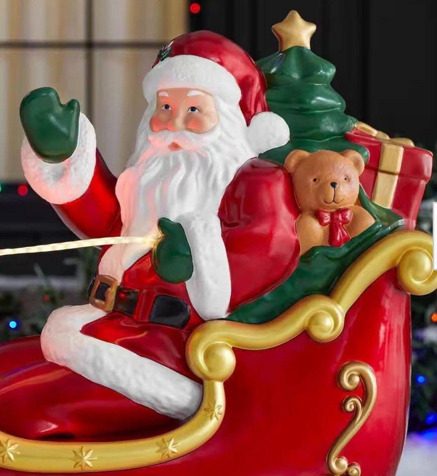 Home Depot 9 pies LED tamaño gigante trineo de Papá Noel con renos vacaciones NUEVO 2025 Foto 3 de 4