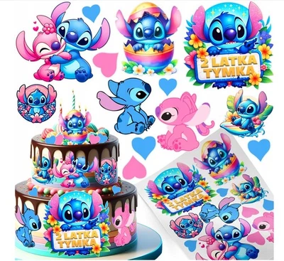 MARKENLOS Lilo & Stitch Essbar Tortenaufleger Torte Geburstag Zuckermasse +NAME