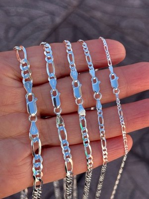925 Sterling Silver Figaro Chain High Polished