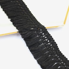 UK Stock 5M Black Tassel Trim Curtain Fringe Ribbon Edge Sewing Upholstery Trims