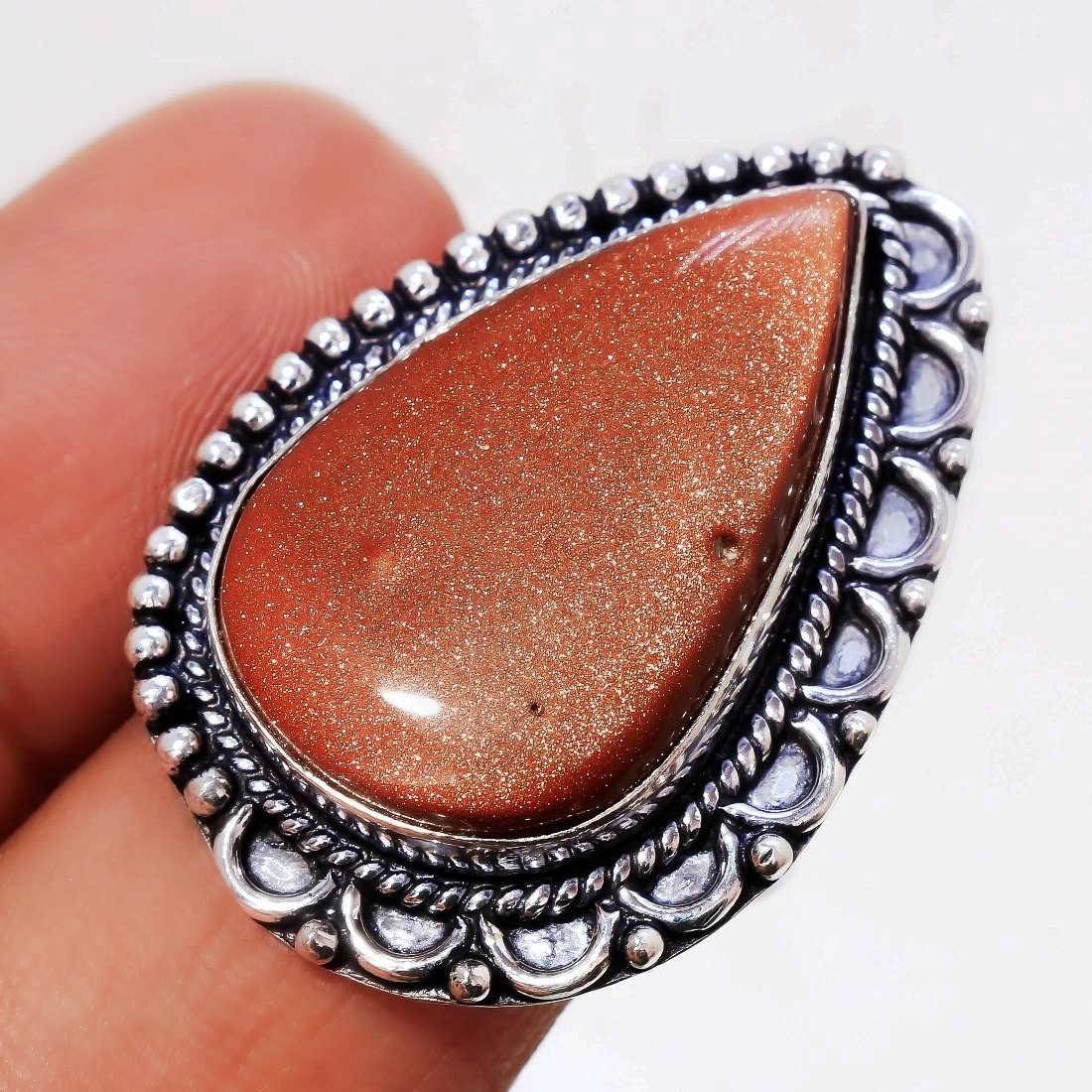 Anillo de piedras preciosas de oro hecho a mano diseño único regalo de cumple...