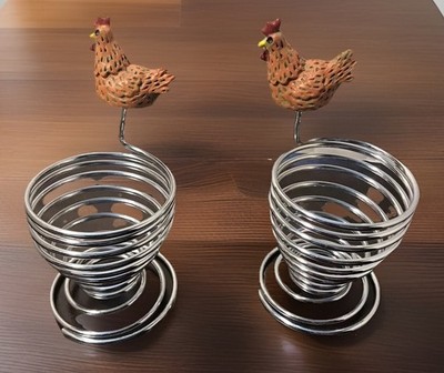 Egg Holders Chicken Rooster Kitchen Spiral Metal  Breakfast Pouched Egg