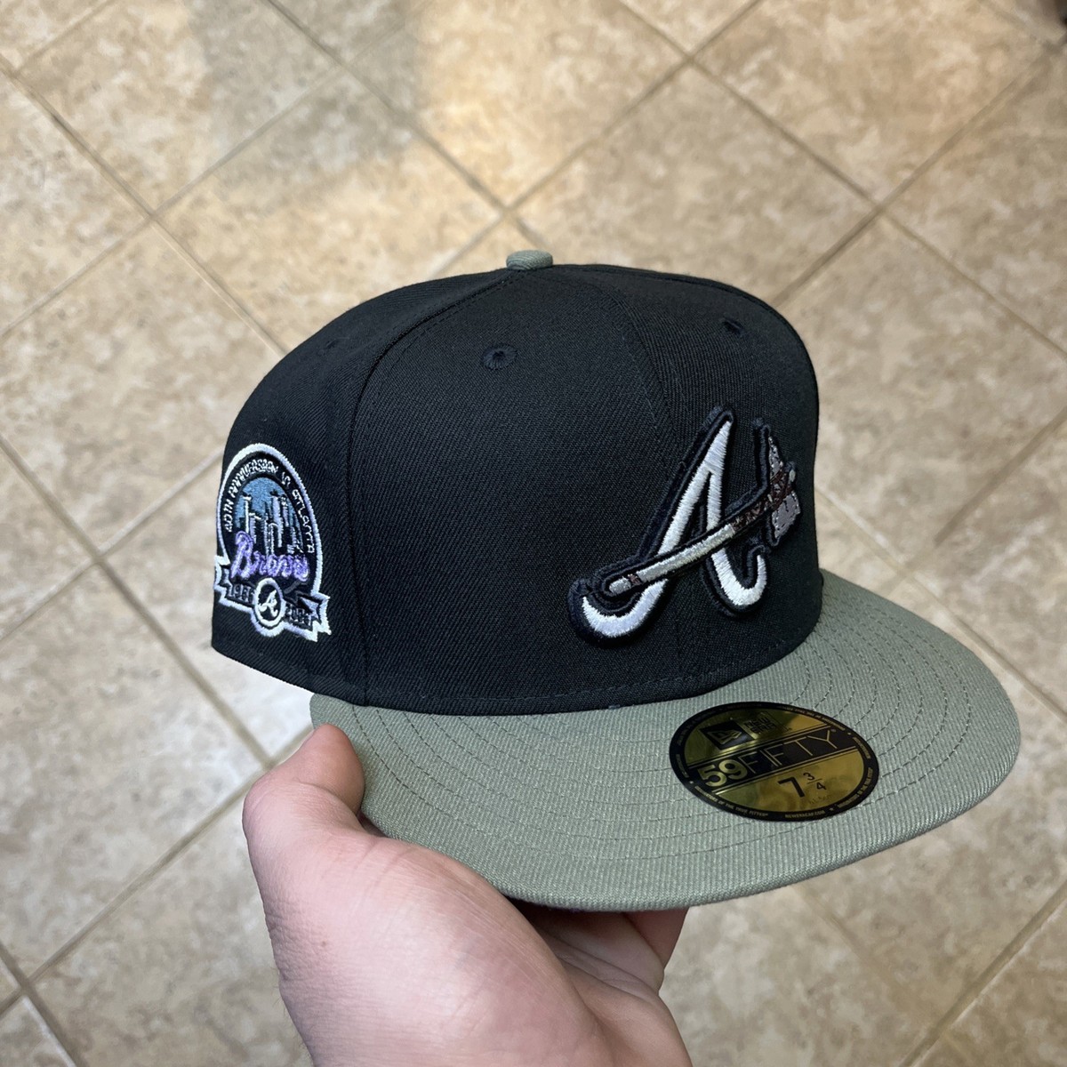 Exclusive Atlanta Braves Black New Era 59Fifty Size 7 3/4 Hat Cap 