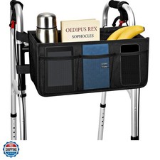 Upgraded Walker Basket with Cup Holder, Foldable Walker Bag with Large Capaci...