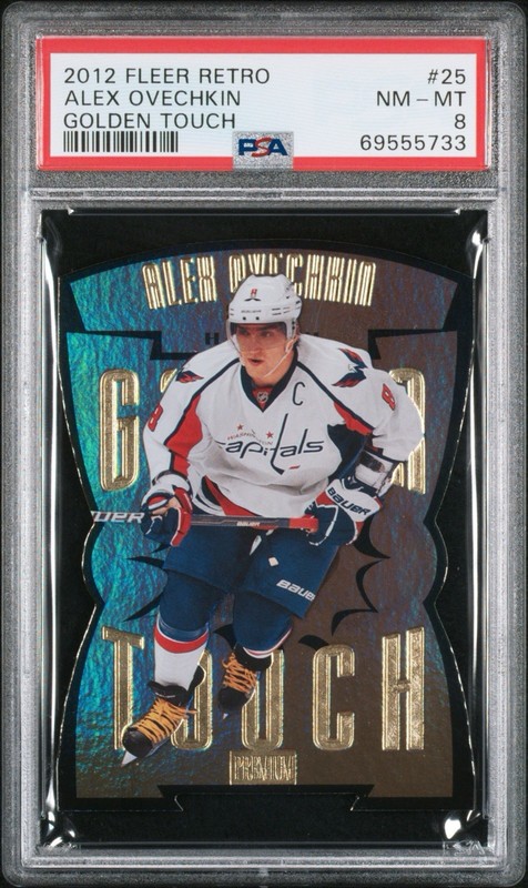 2012 FLEER RETRO ALEX OVECHKIN #25 GOLDEN TOUCH DIE-CUT SP PSA 8