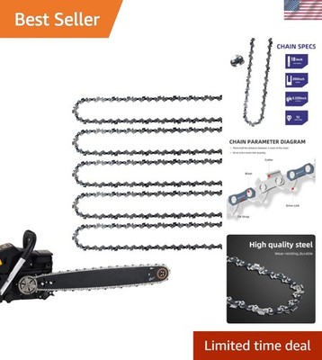 Low-Kickback 5-Pack 18 Inch Chainsaw Chain for Effortless Cutting Performance