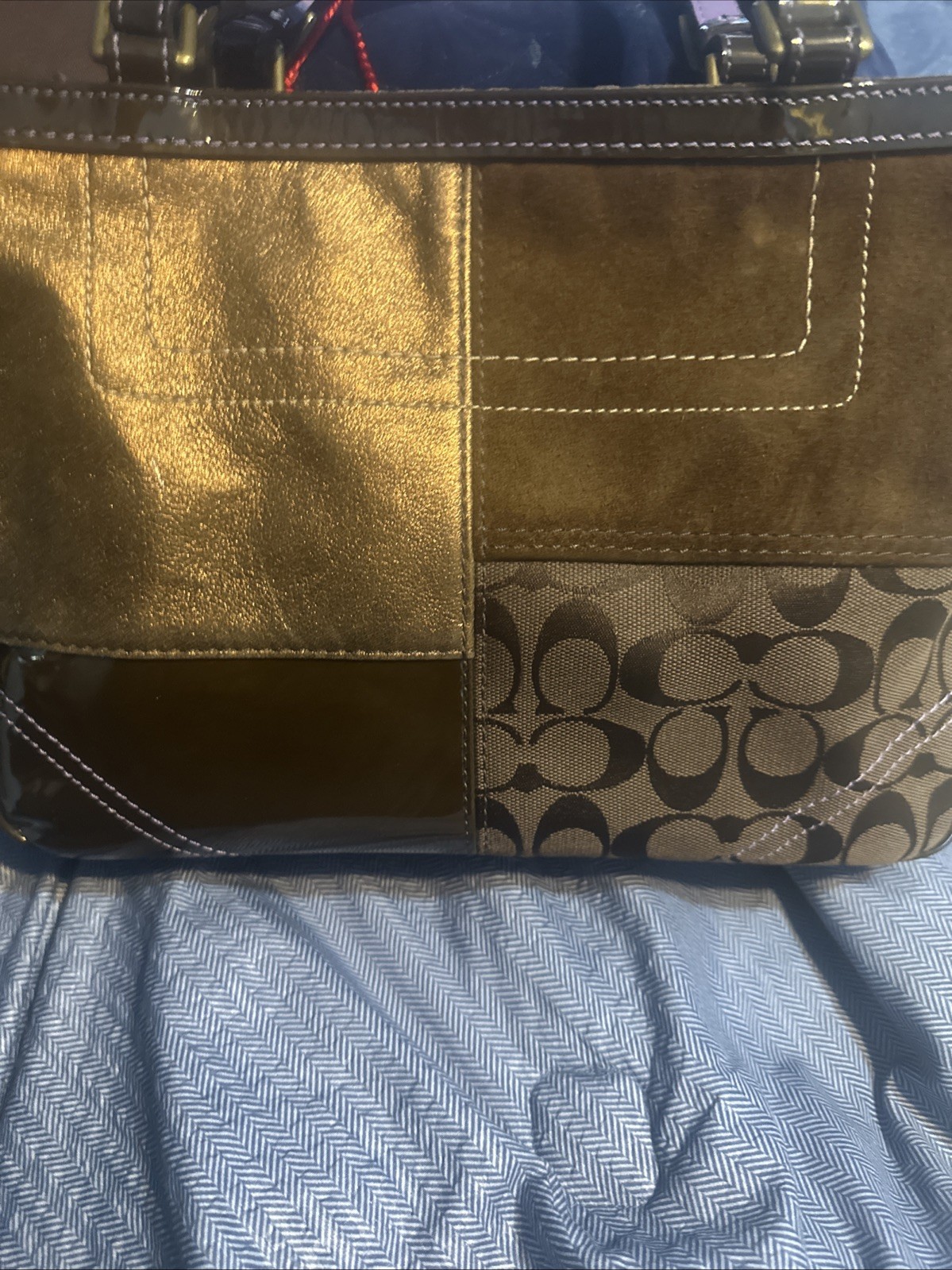 Coach Leather Suede Multicolor Patchwork Tote Sho… - image 14