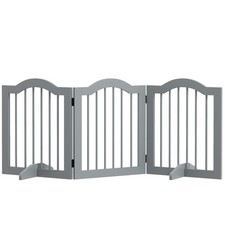 PawHut 3 Panels Dog Gate w/ Support Feet Fence Safety Barrier Freestanding Wood