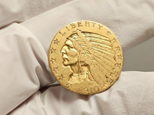 1910 $5 Indian Head Gold Half Eagle Coin