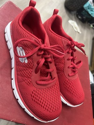 Ladies Skechers Memory Foam Lite Weight Athletic Shoe 150141 Red Size 8