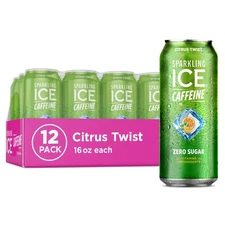 Sparkling Ice Caffeine Citrus Twist, 16 Fl Oz Can, 12 count