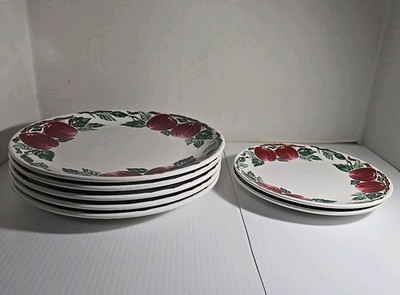 Nancy Calhoun Bella Roma Plates 5~10 5/8'' Dinner 2~8'' Salad Cafe Classico Apples