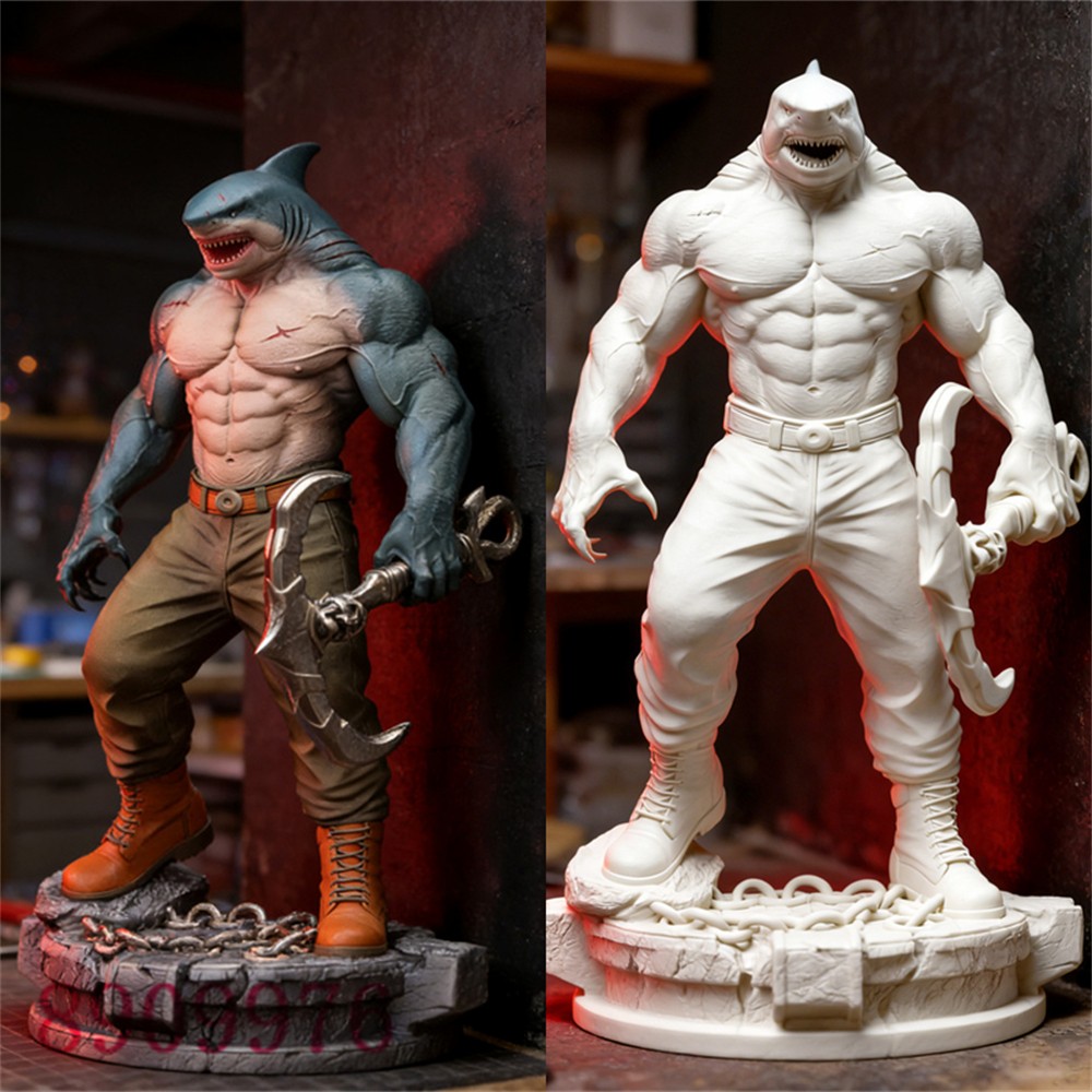 King Shark 3D Printing Figure Unpainted Model Sculpture Blank Kit Statue New