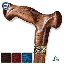 Ergonomic Wooden Walking Cane for Men Oak Wood 36 Inch Handcrafted Cane with