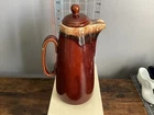 Vtg 1960’s Hull Pottery Brown Drip Glaze Tall Coffee Pot Carafe & Lid Oven Proof