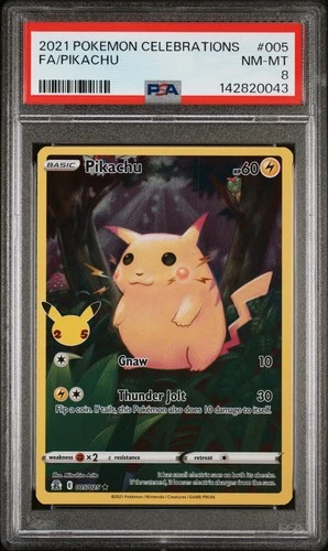 2021 POKEMON CELEBRATIONS #005 FULL ART/PIKACHU PSA 8