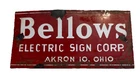 Vintage BELLOWS ELECTRIC SIGN CORP - Akron OH - 8” x 4” Porcelain Tag Sign